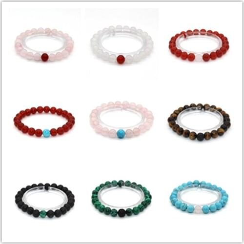 Trendy-beads Many Colors 8 mm Round Beads Quart Stone Bracelet Charm Jewelry for Couple Gift