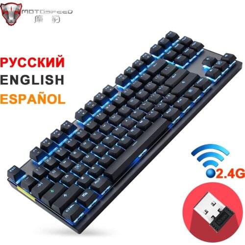 Motospeed GK82 Wireless Mechanical Keyboard 87 Key Gamer Keyboards LED Backlight Blue Red Switch for Computers teclado Gaming