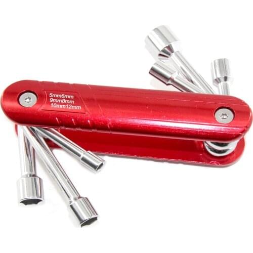 6 IN 1 Folding Nut Driver Set Hex Key Wrench CRV Steel Hexagon Socket SAE/Metric Portable Bike Repair Multi Tools For Outdoor