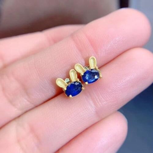 Natural And Real Sapphire Earring 925 sterling silver Fine jewelry For men women
