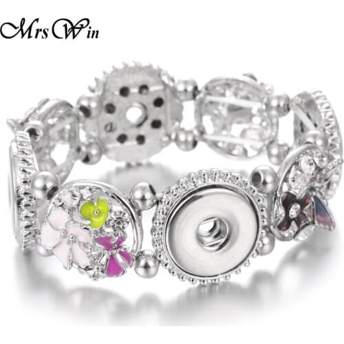 New Snap Jewelry Bracelet Butterfly Ginger 4 Buttons Snap Bracelets for women DIY Silver color Button Bracelet Christmas Gifts