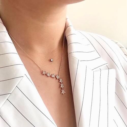 Shooting Stars 925 Sterling Silver Necklace Women Girls Gift Jewelry Accessories Fashion Handmade Elegant Chain