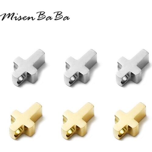 5PCS/Lot Christian Stainless Steel Small Cross Charms Pendant For DIY Handmade Pendant Christian Catholic Jewelry Accessories