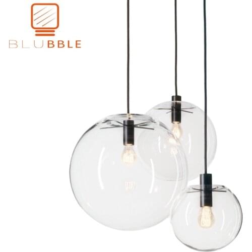 BLUBBLE Wonderland Modern Black Clear Glass Ball Pendant Handing Lamp Light Luster LED Glass Ball Bar Kitchen High Quality