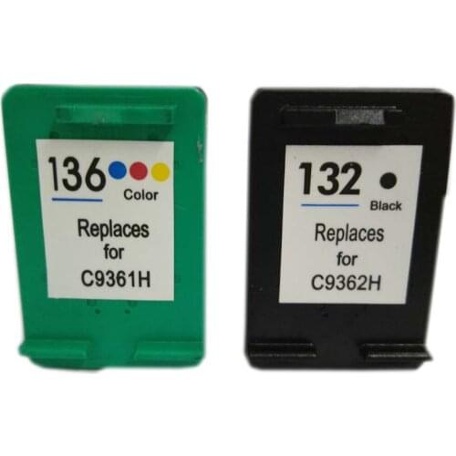 Vilaxh 1set Black &Color For HP 132 136 Compatible Ink Cartridges For HP 6310 6310XI 6310V C3100 C3110 C3125 C3135 Printer