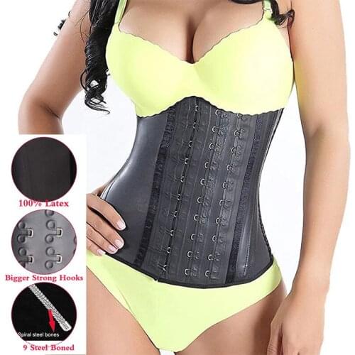 Modeling Strap Women Latex Waist Trainer Slimming Sheath Woman Flat Belly Black Corset Belt Underbust Body Shapewear Lose Weight