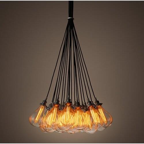 Replica item industrial 19 lights TEARDROP GLASS FILAMENT 19-CORD CHANDELIER iron glass cord free shipping