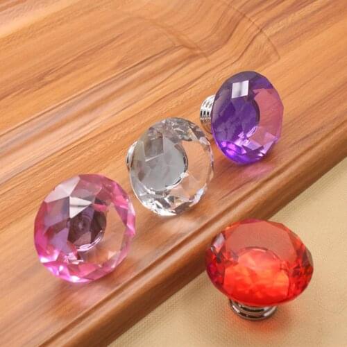 K9 40mm 704B Diamond Shape Design Crystal Glass Knobs Cupboard Drawer Pulls Knobs Door Wardrobe Handles Furniture Hardware