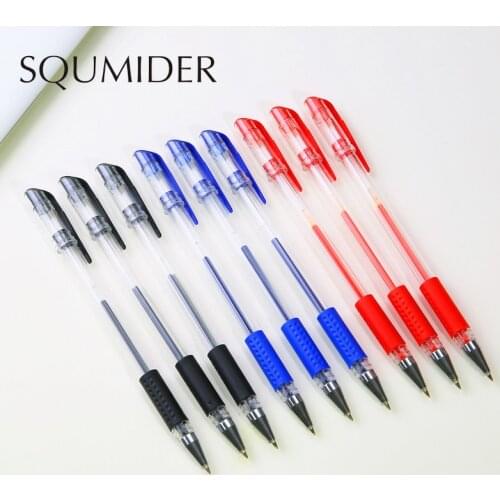 SQUMIDER 3pcs Neutral Ink Gel Pen Refill Black Blue Red 0.5mm Bullet Refill for Office School Supplies and Kids Gift
