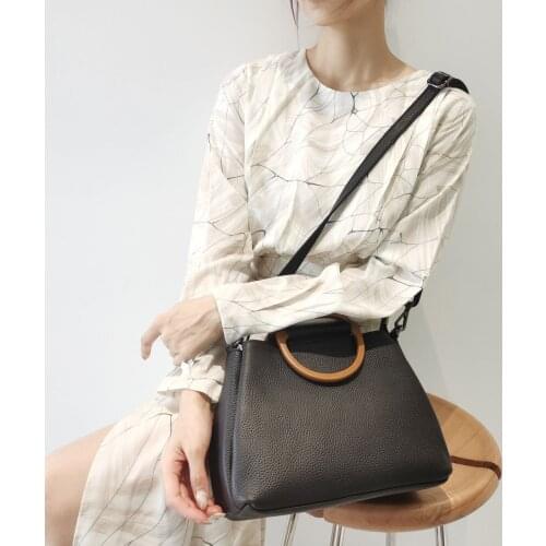 2021 Real Cow Leather Bag Tote Fashion Ladies Hand Bag Womens Genuine Leather Handbag Shoulder Bags Inclined shoulder for Women