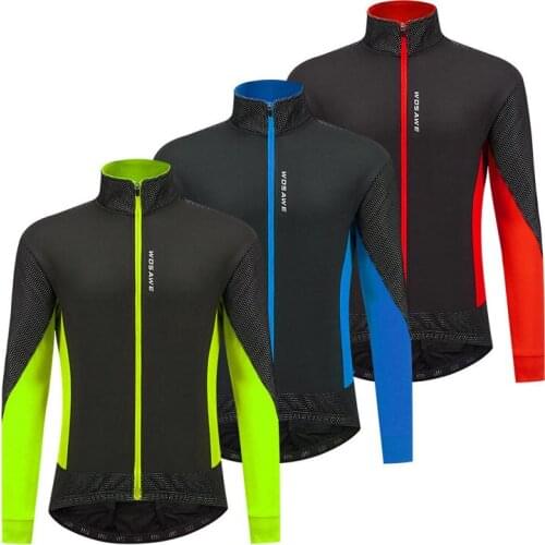 Riding Warm Long-Sleeved Jersey Fleece Windproof Cold Jerseys Outdoor Leisure Reflective Strip for Motorcycle, Running, Hiking