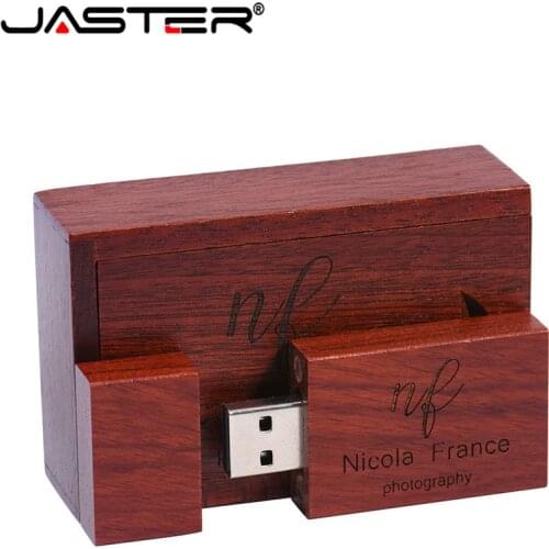 JASTER (1 PCS free LOGO) wooden USB flash drive USB+box pendrive 4GB 8GB 16GB 32GB 64GB custom LOGO for photography wedding gift