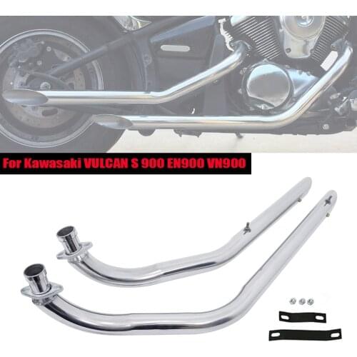 For Kawasaki VULCAN S 900 EN900 VN900 S900 All Year Slash Cut Full Exhaust Pipe Drag Pipes Stainless Steel Kit Silencer Mufflers