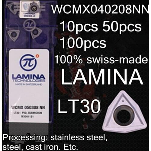 WCMX040208NN-LT30 10pcs 50pcs 100pcs 100% swiss-made Lamina Carbide insert Processing: stainless steel, steel, cast iron