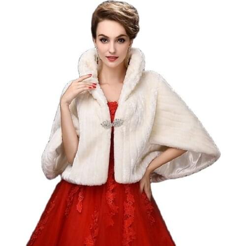 New Fashion bride Small coat winter cloak bigger sizes loose garment Faux fur women shawl