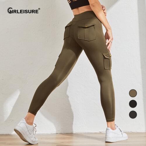 CHRLEISURE Woman Fitness leggings pocket High waist Booty Lifting pants seamless Push up work out leggings Pants