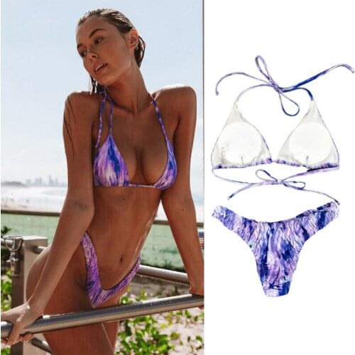 Women Strapless Bra Bikini Set Bandeau Frill Swimwear Swimsuit Thong Beachwear