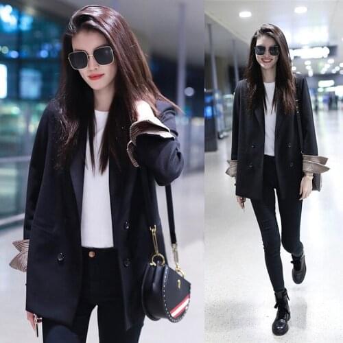 S-2xl High Quality Korean Style New Fashion Women Solid Double Breasted Blazer Casual Suit Slim Ladies Black Jacket Female Coat