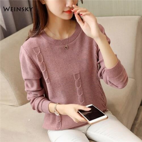 Women Knitted Sweater And Pullovers Korean Fashion Style Wool Full Sleeve Sweaters Autumn And Winter 2019 New Sweater