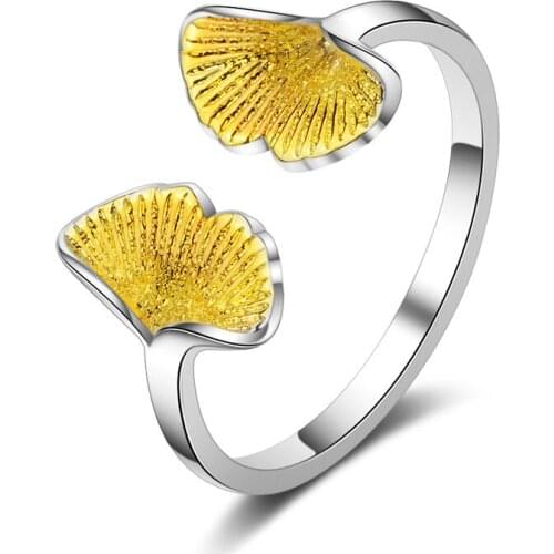 New Fashion Jewelry 925 Sterling Silver Literary Leaf Index Finger Ring For Women anillos Resizable Rings Bague Gift