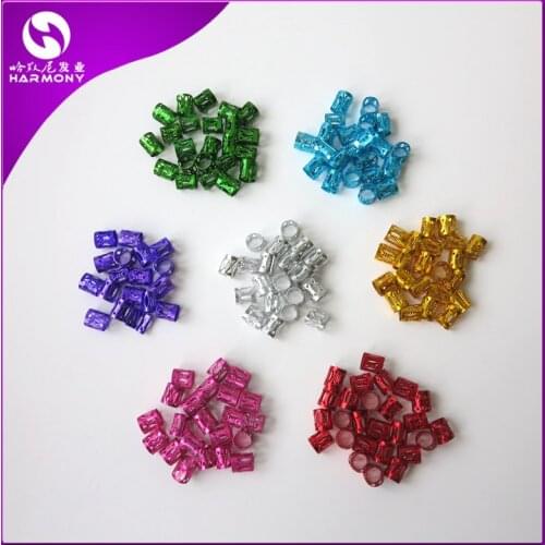 1000pcs/lot dreadlock beads for braided box braids twist braids dreadlock hair 7mm hole yellow green golden mixed colors