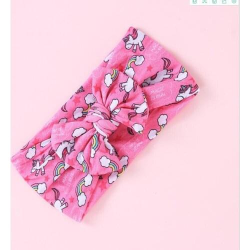 Unicorn Printed Bow Headwraps Children Girls Hair Accessories Turban Hair band Cute Style Headwear