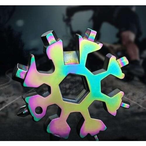 18 In 1 Multifunction Hex Snowflake Snow Wrench Tool Spanner Camping Outdoor Survive Hiking Accessories Tools Bottle Opener