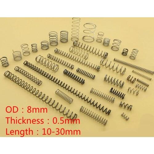304 stainless steel compression spring Repair spring suit Return spring 0.5mm wire spring Outer diameter 8mm 100pcs