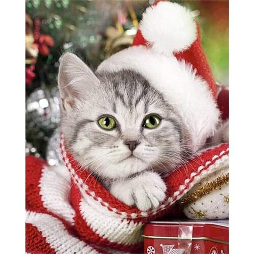 SenyuArt 5D Diamond Painting Full Round Square Embroidery Picture Mosaic Cat Christmas Accessories Cross Stitch Kits Home Decor
