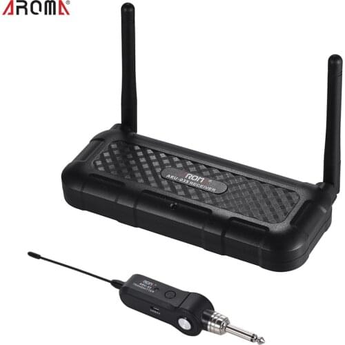 AROMA ARU-03S UHF Wireless Guitar Transmitter Receiver True Diversity Audio Transmission System Built-in Battery Max. 20M Range