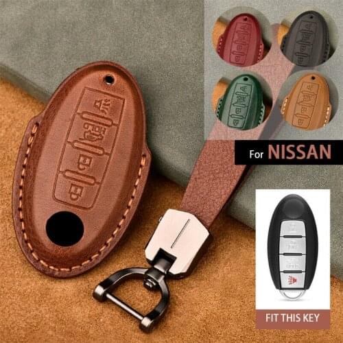 Leather Car Key Case For Nissan Versa Maxima Altima Rogue Armada Sentra Murano Infiniti FX35 QX60 Remote Protect Cover Keys Bag