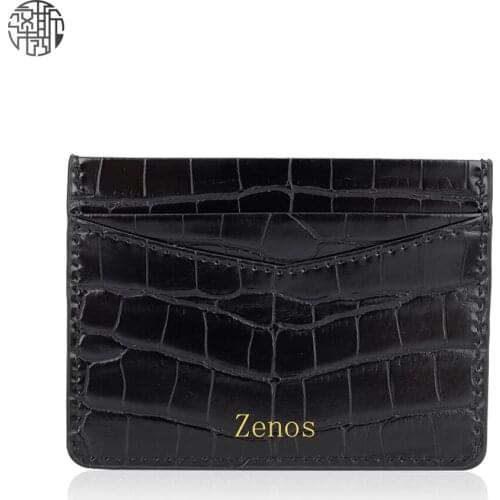 Credit Card Holder Women Man Credit Card Wallet Pu Leather Card Case Luxury Crocodile Pattern Card Case With Gold Color Logo