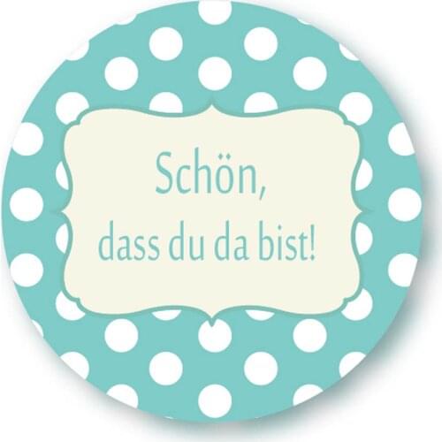 DouxArt 100pcs Schon dass du da bist Stickers, 40MM Wedding Party Decoration Baptism Communion Invitation Gift Label Seals Q033