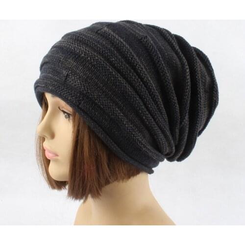 Brand Knitted Caps Fashion Folding Winter Hats For Women Men Skullies Beanies Acrylic Cotton Slouchy Beanie