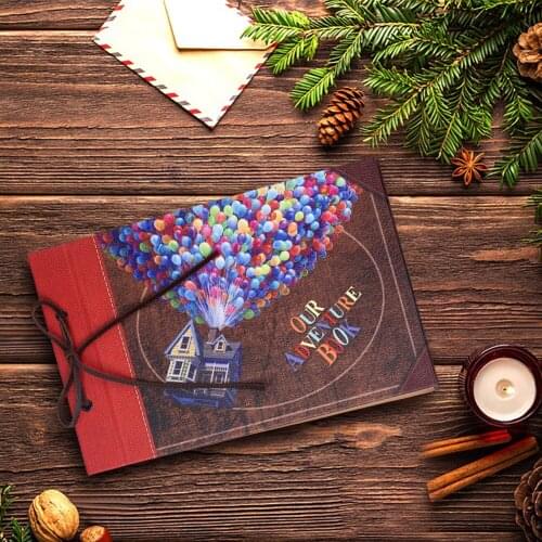Tether Adventure Photo Album Brown Flying House Balloon Our Adventure Book DIY Hand Made Photo Album Leather Vintage Material