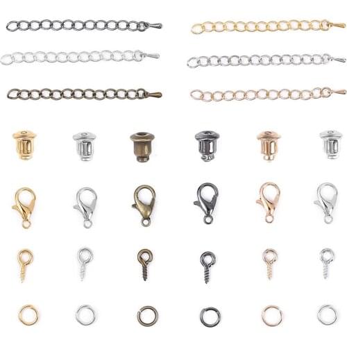 Alloy Accessories Jewelry Findings Open Jump Ring Lobster Clasp Tail Chain Eye Pins Earring Hooks for DIY Jewelry Making