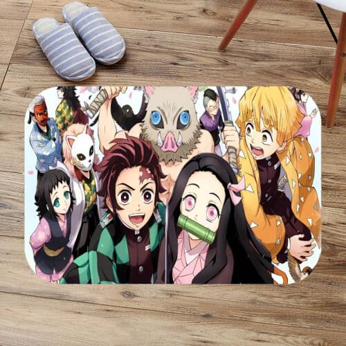 Demon Slayer Doormat Floor Mat Anti-slip Water Absorption Carpet Kitchen Mat Door Mat Custom Toilet Rug Bathmat