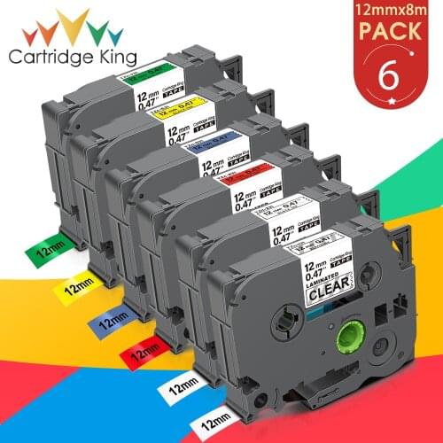 6PK 12mm Laminated tz231 Labe Tape Compatible for Brother Tz 231 Tz231 631 431 531 731 Tze-231 for Brother PT-1000 Label Maker