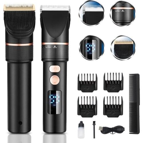 Electric Hair Clipper Rechargeable Hair Trimmer Titanium Ceramic Blade Salon Men Hair Cutting Barber Machine LCD Display