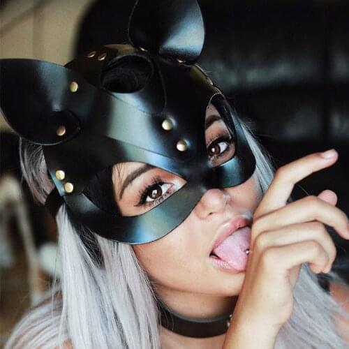 Women Sexy Leather Mask Half face Fancy Masks sex toys Halloween cat mask Punk party game Cosplay masks erotic Accessories