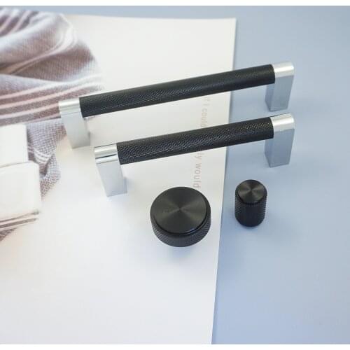 MFYS 3.78'' 5'' Zinc Alloy Furniture Hardware Handles Knobs Black Cabinet Round Pull Aluminum Alloy Drawer Wardrobe Pull Handle