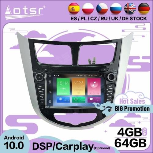4+64GB Carplay Multimedia Stereo Android 10 Player For Hyundai Accent Verna 2010 2011 2012 GPS BT Audio Radio Receiver Head Unit
