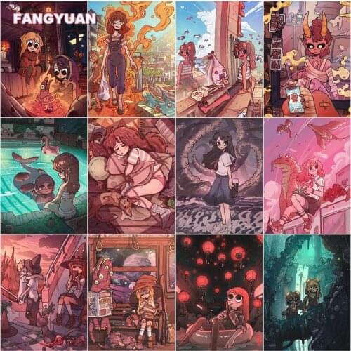 Diamond Painting Kit Pink Big Eyes Illustration Girls Full Diamond Embroidery Round Sqaure Drill Diamond Mosaic Wall Art Artwork