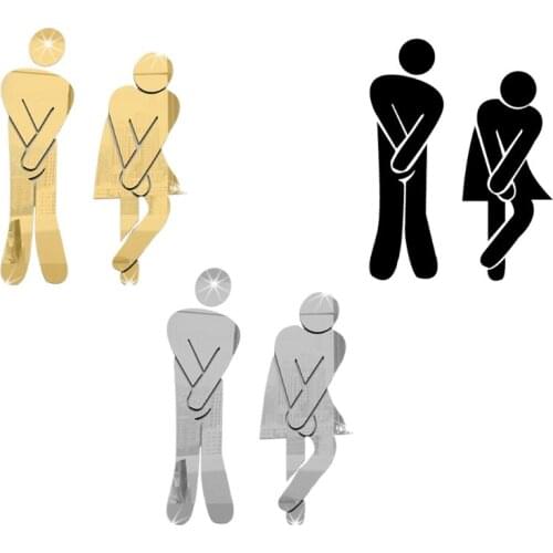 Acrylic Mirror Sticker for Bathroom Woman and man Toilet Sign with Adhesive