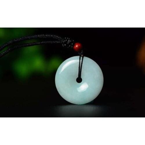 Natural Emerald Safety buckle Jade Pendant Bead Necklace Charm Jewellery Fashion Hand-Carved Man Woman Luck Amulet New