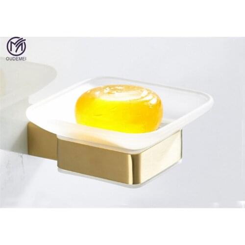 Stainless Steel Gold Soap Dish Modern Bathroom Soap Dish Set Glass soap Holder