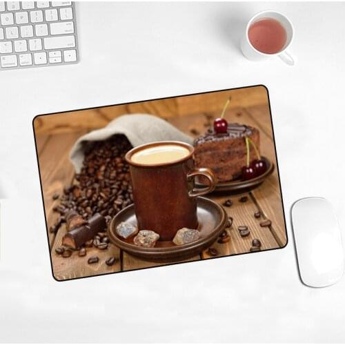 Coffee Picture Small Size New Mouse Pad Gamer Natural Rubber Lovely Kawaii Art Carpet Office Decoration Mouse Mat Skipoem