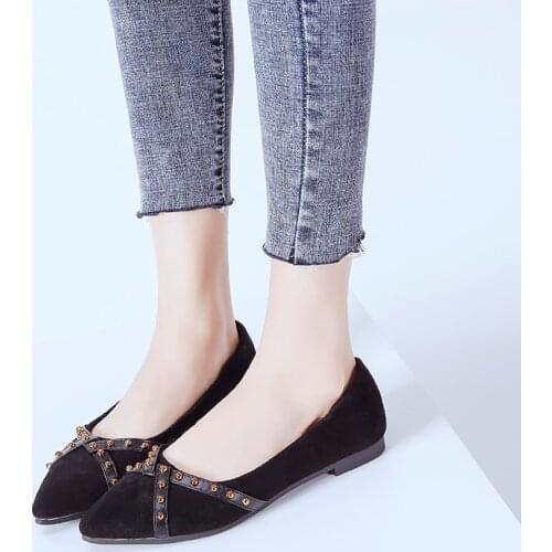 New Womens Flat Casual Shoes Selling Office Fashion Pattern Designer Style Pointed Toe Womens Spring Solid Casual Shoes W33-30