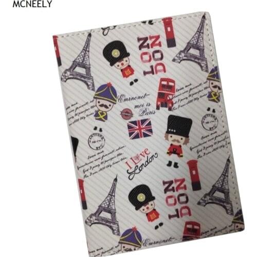 UK Paris Kids Women Men Passport Cover Pu Leather Travel ID Credit Card Documents Holder Packet Wallet Purse Bags Pouch