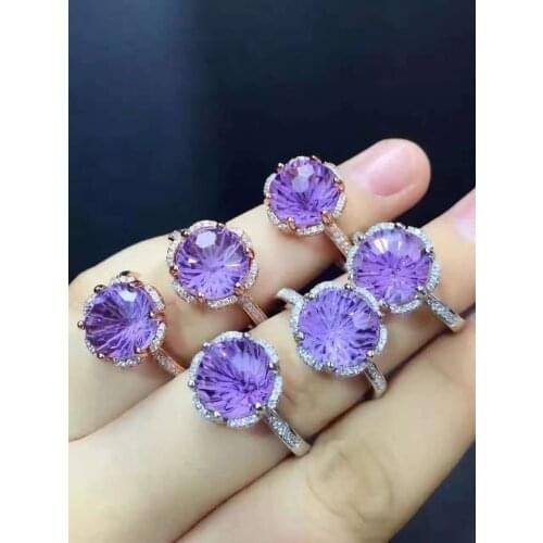 Wedding Ring Natural And Real Amethyst Sterling Silver Ring For WomenTop Quality Amethyst Birthday Gift Party